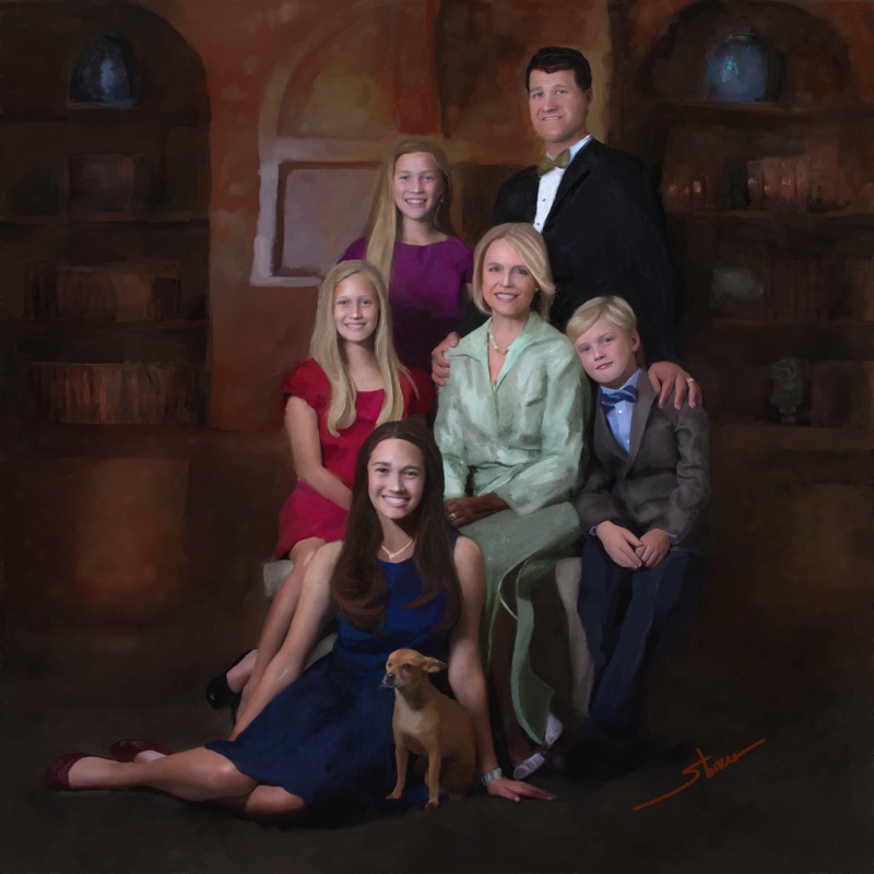 A loving Family;  40x40 Oil on Canvas